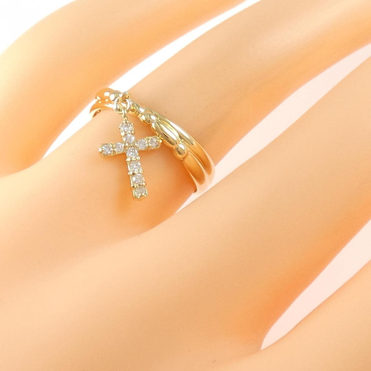 K18YG クロス ダイヤモンド リング 0.10CT