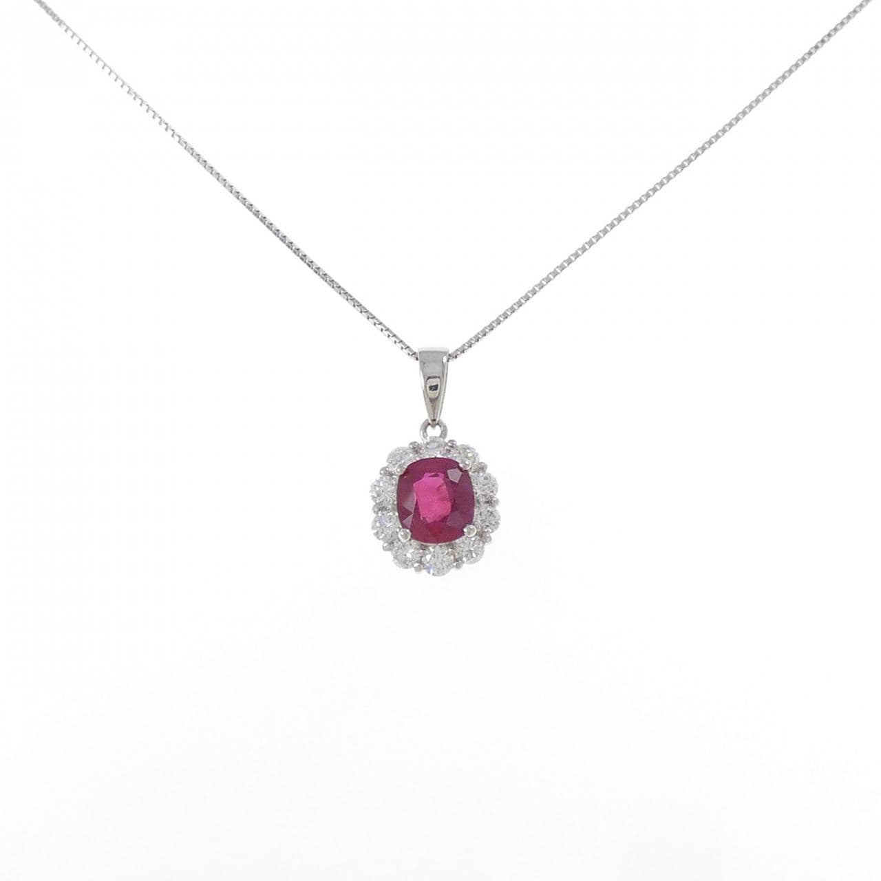 PT900/PT850 ルビー ネックレス 2.139CT ビルマ産