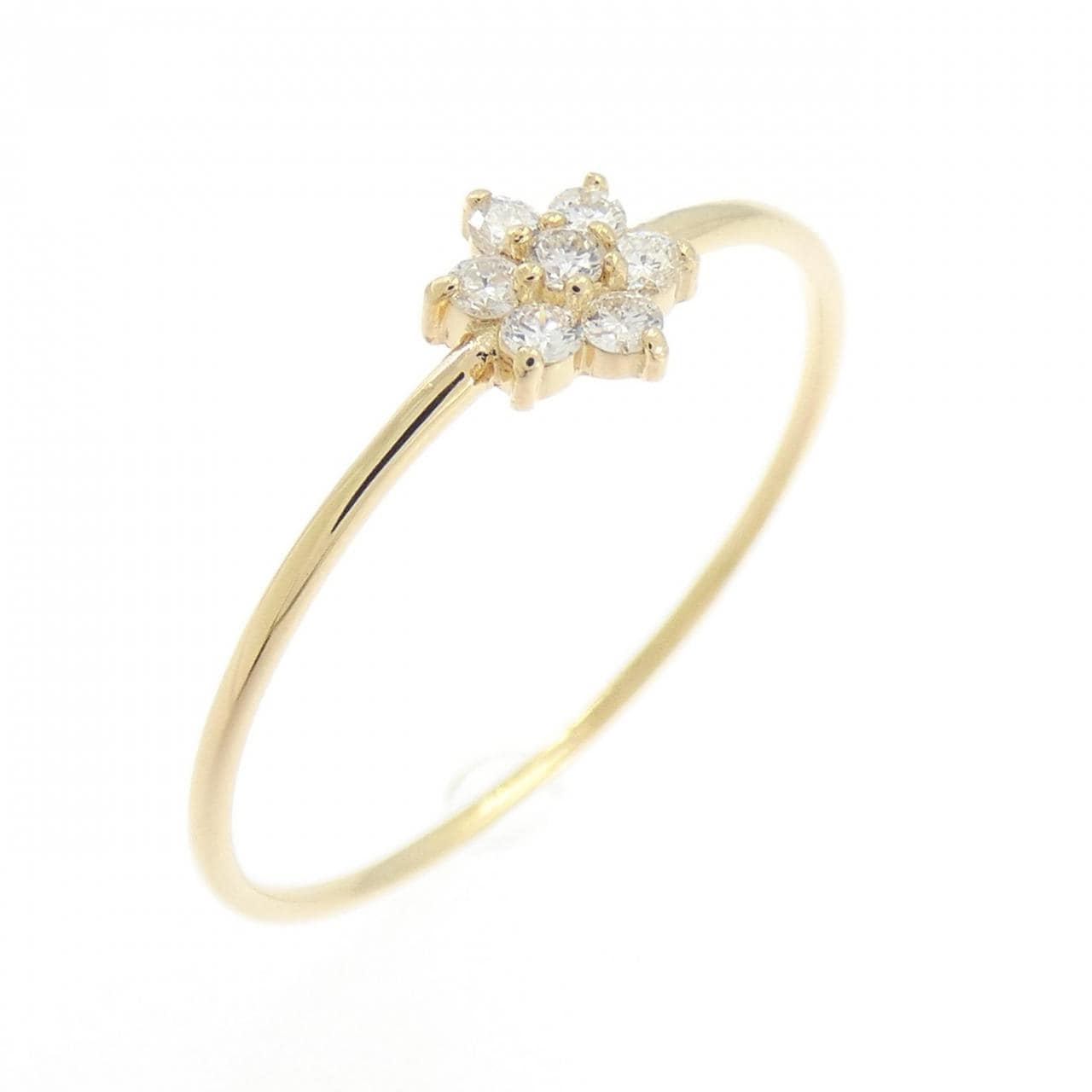 【リメイク】K18YG フラワー ダイヤモンド リング 0.10CT