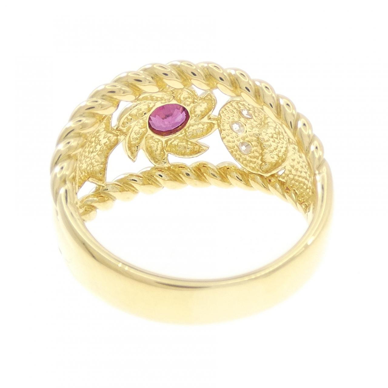 K18YG ルビー リング 0.23CT