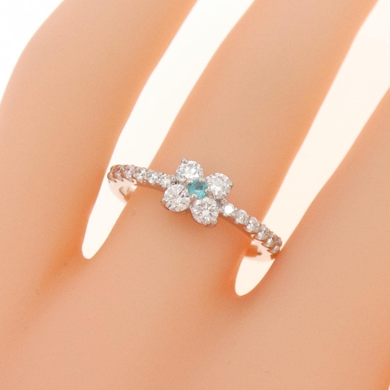 PT900 フラワー トルマリン リング 0.02CT