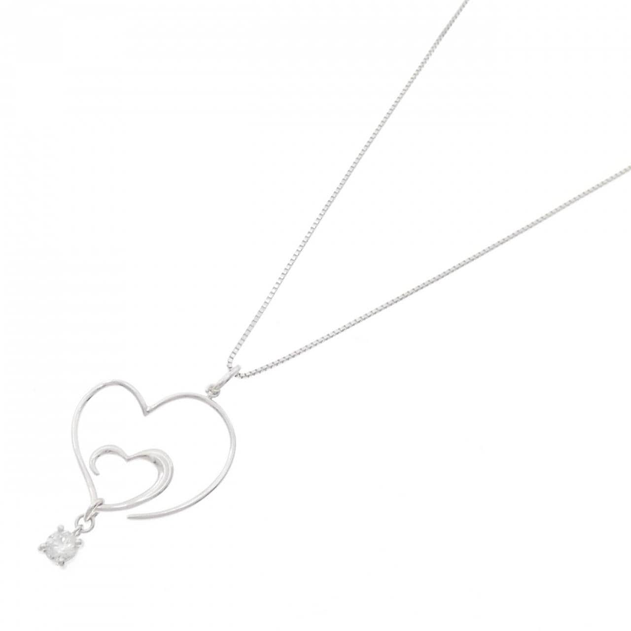 K18WG heart Diamond necklace 0.18CT