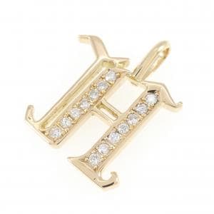 K18YG イニシャルH ダイヤモンド ペンダント 0.14CT