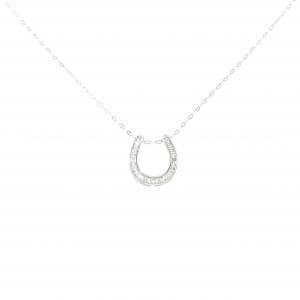 K18WG ホースシュー ダイヤモンド ネックレス 0.20CT