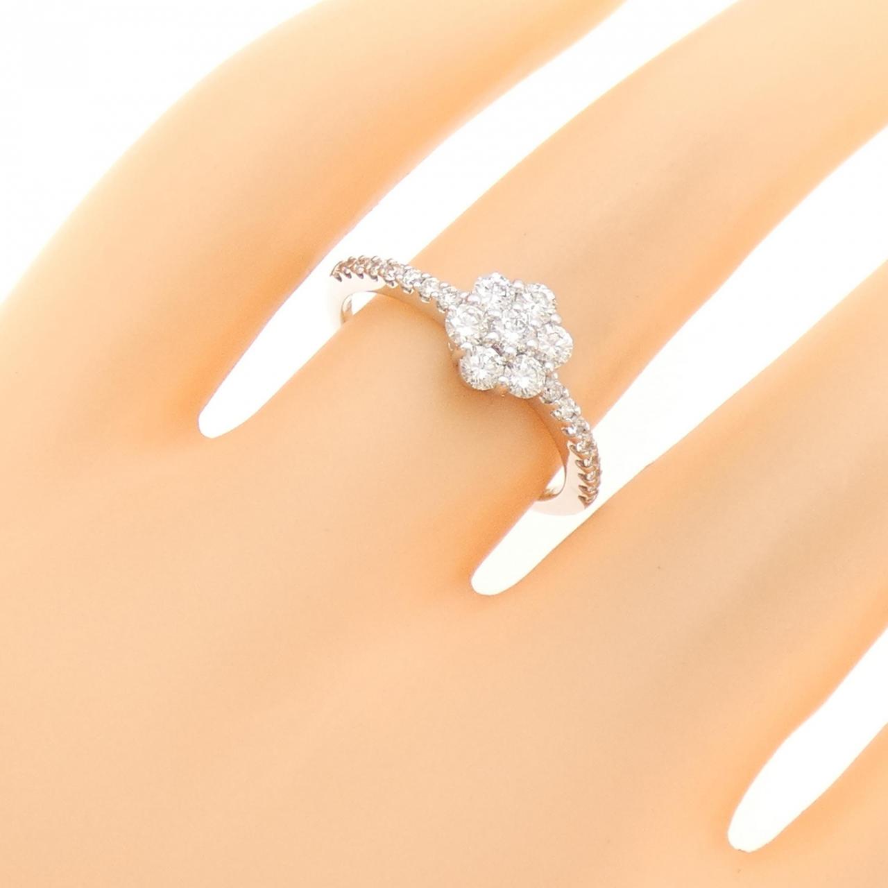 K18WG フラワー ダイヤモンド リング 0.50CT
