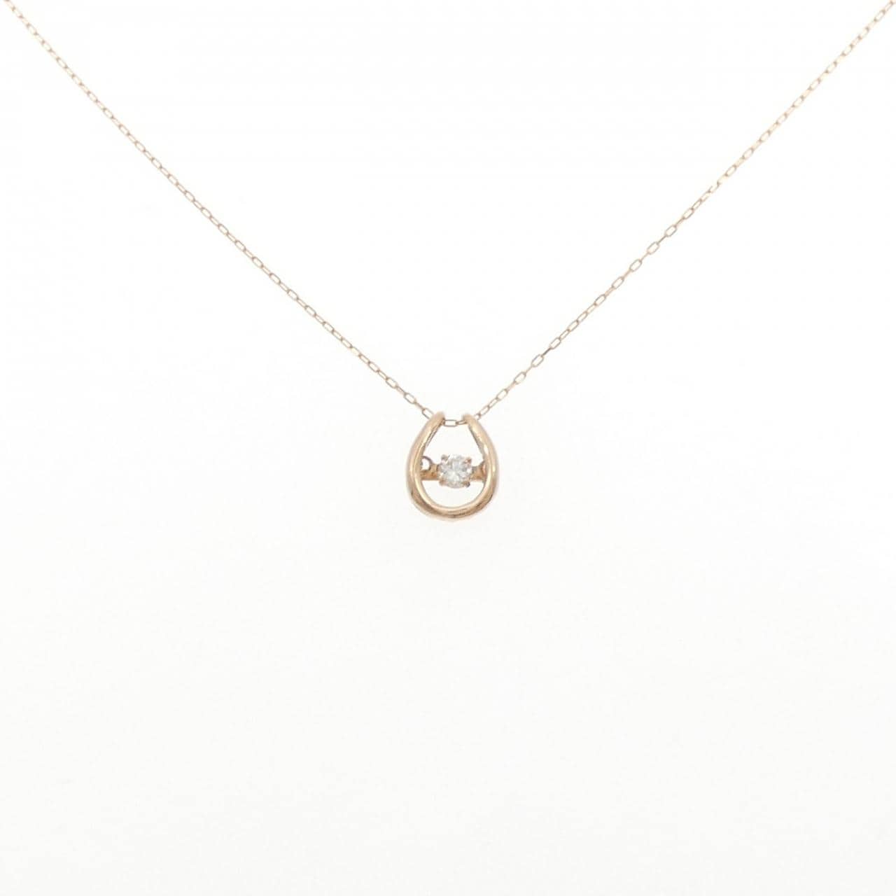 K18PG ホースシュー ダイヤモンド ネックレス 0.08CT
