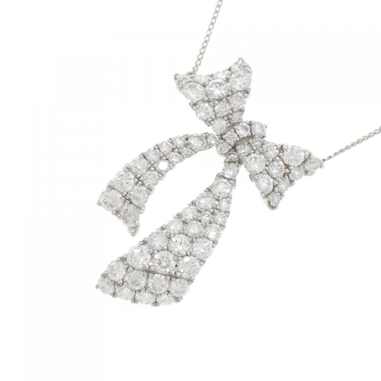 [BRAND NEW] PT Ribbon Diamond Necklace 2.00CT