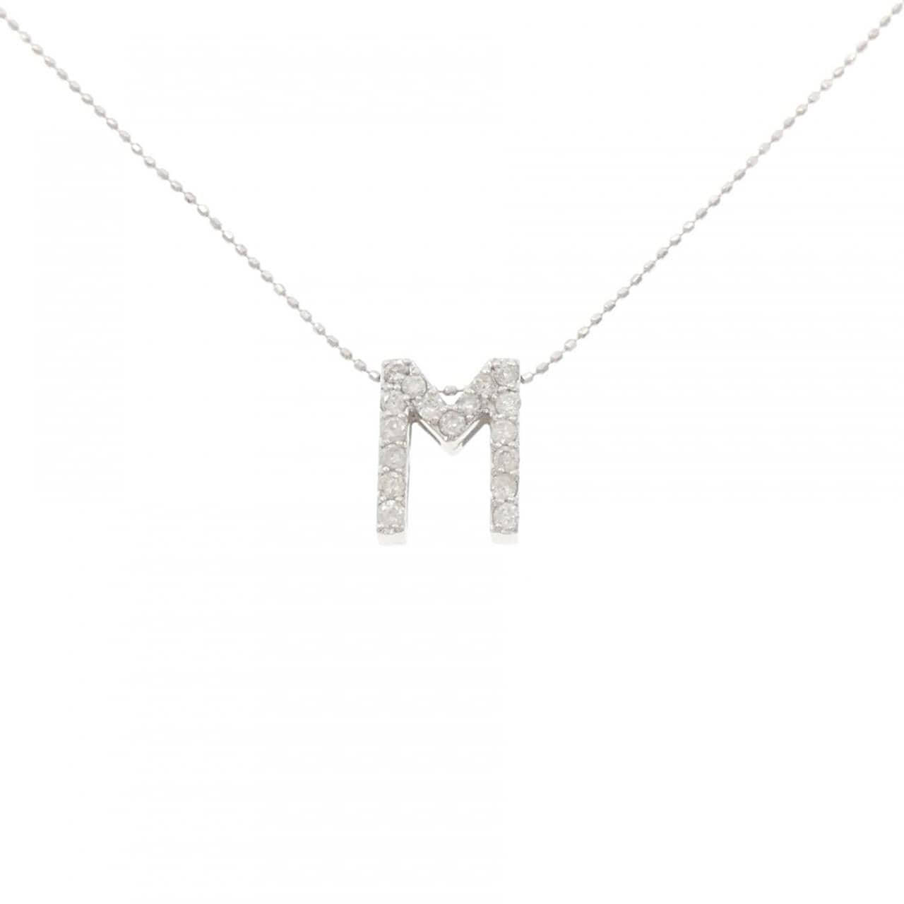 K18WG イニシャルM ダイヤモンド ネックレス 0.34CT