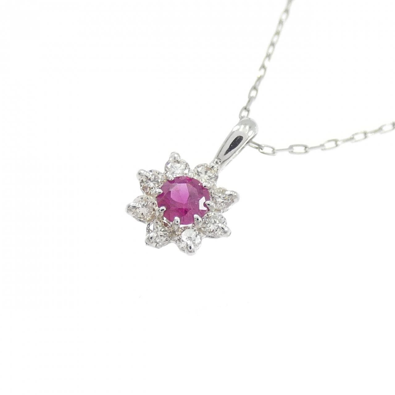 【新品】PT900 ルビー ネックレス 0.09CT