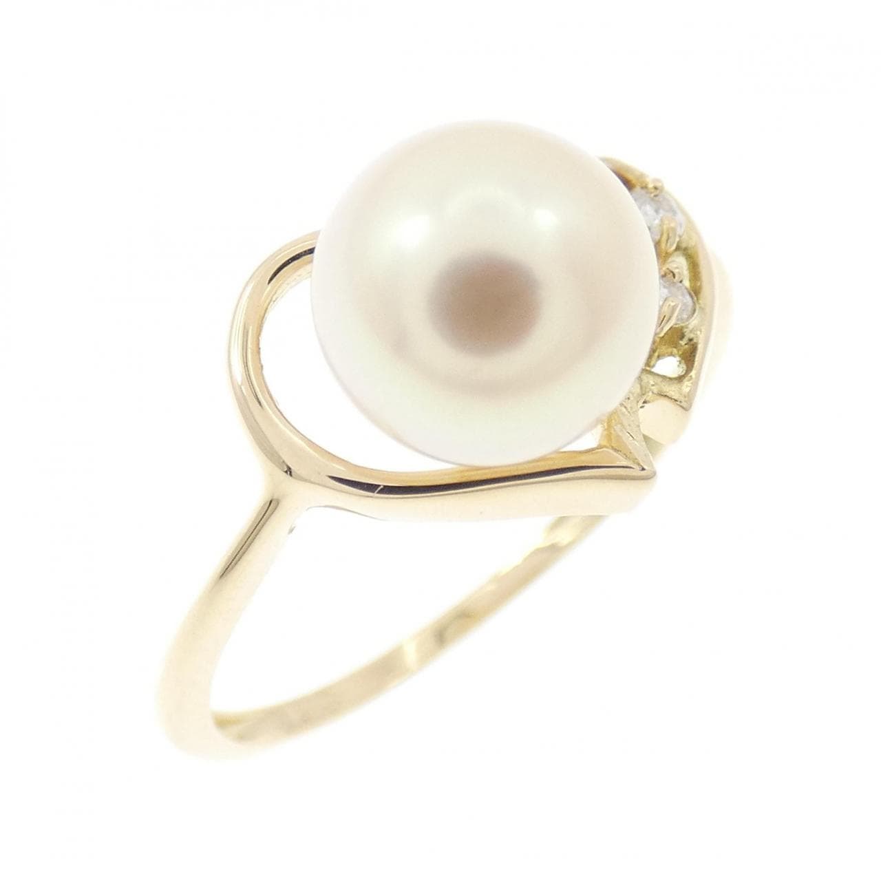 K18YG ハート アコヤパール リング 7.2mm