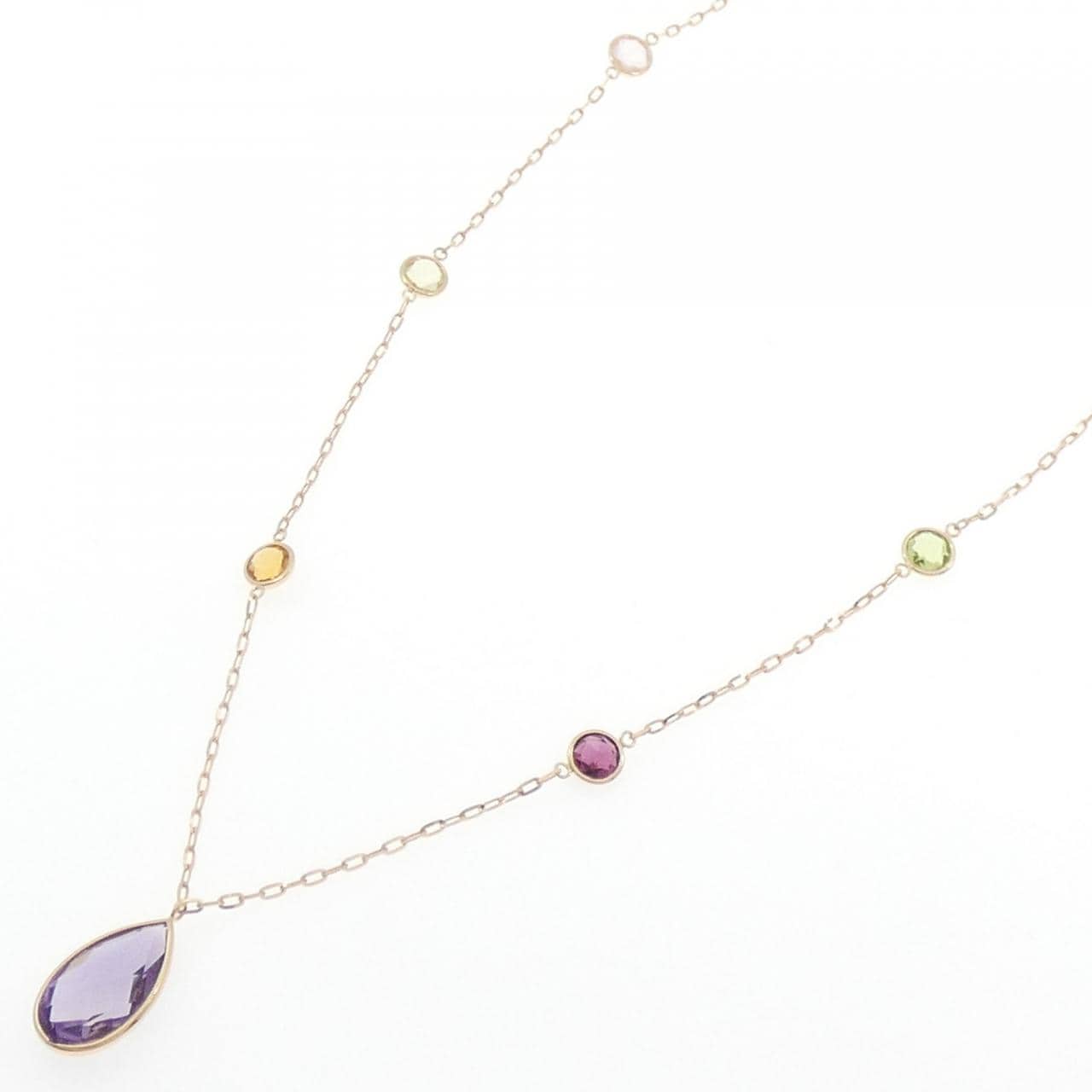 K18PG カラーストーン ネックレス