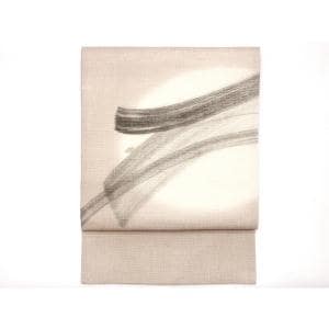 夏名古屋帯　紗紬織染帯　友禅銀彩加工