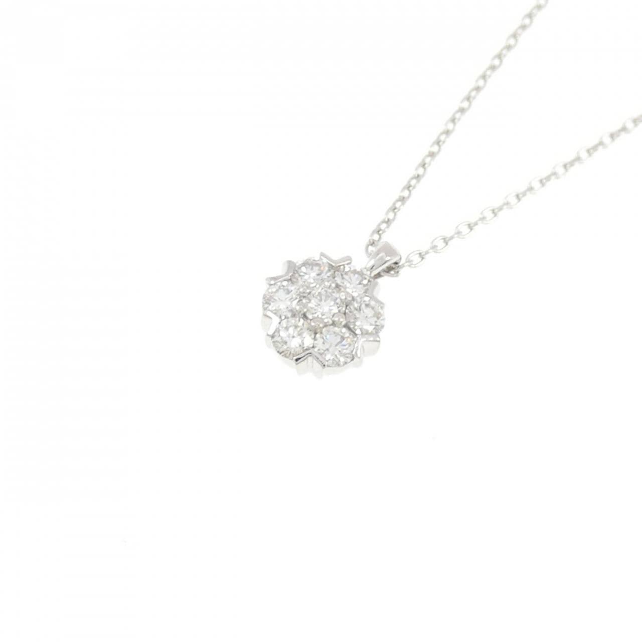 PT900/PT850 フラワー ダイヤモンド ネックレス 0.30CT