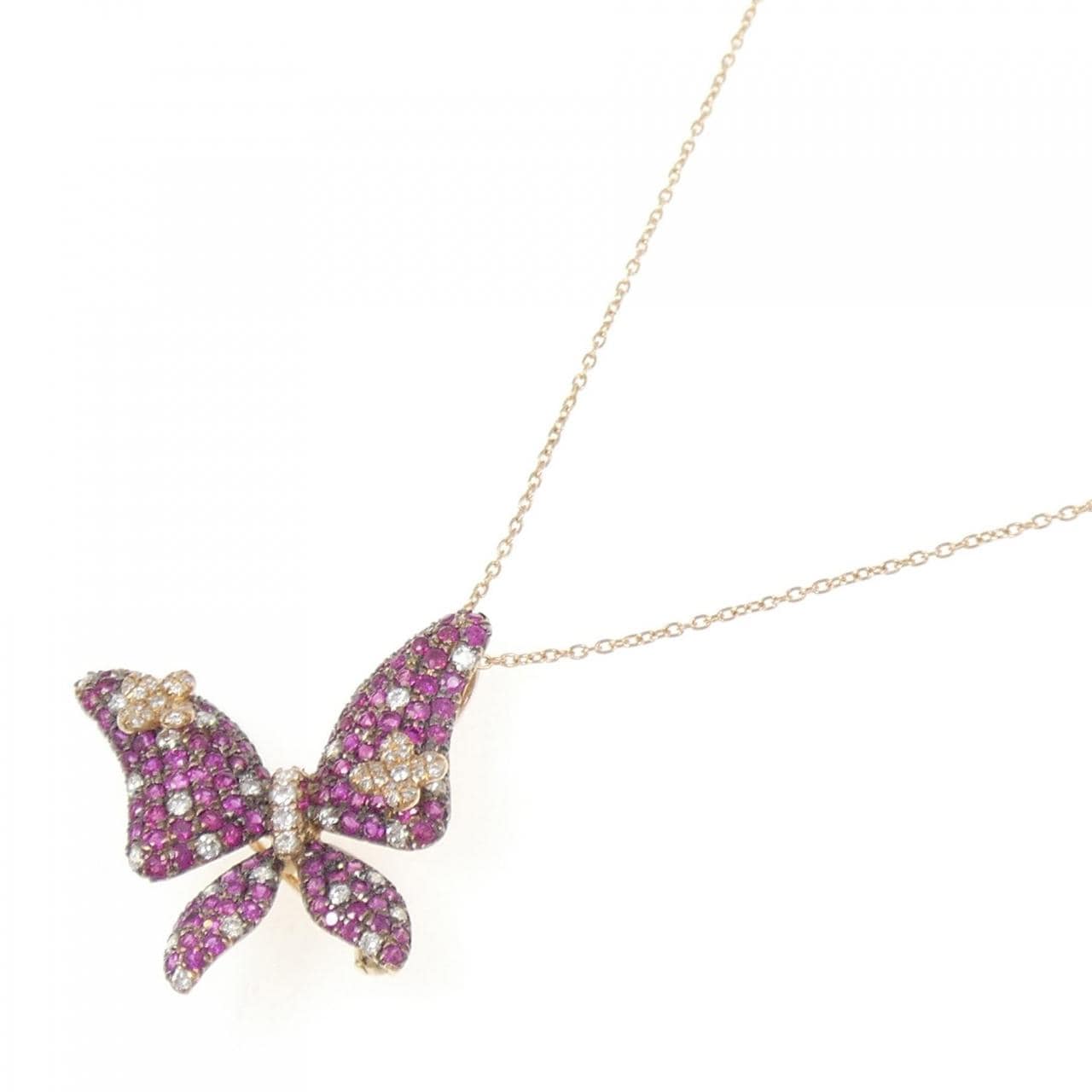 K18PG/K18BG バタフライ ルビー ネックレス 1.71CT