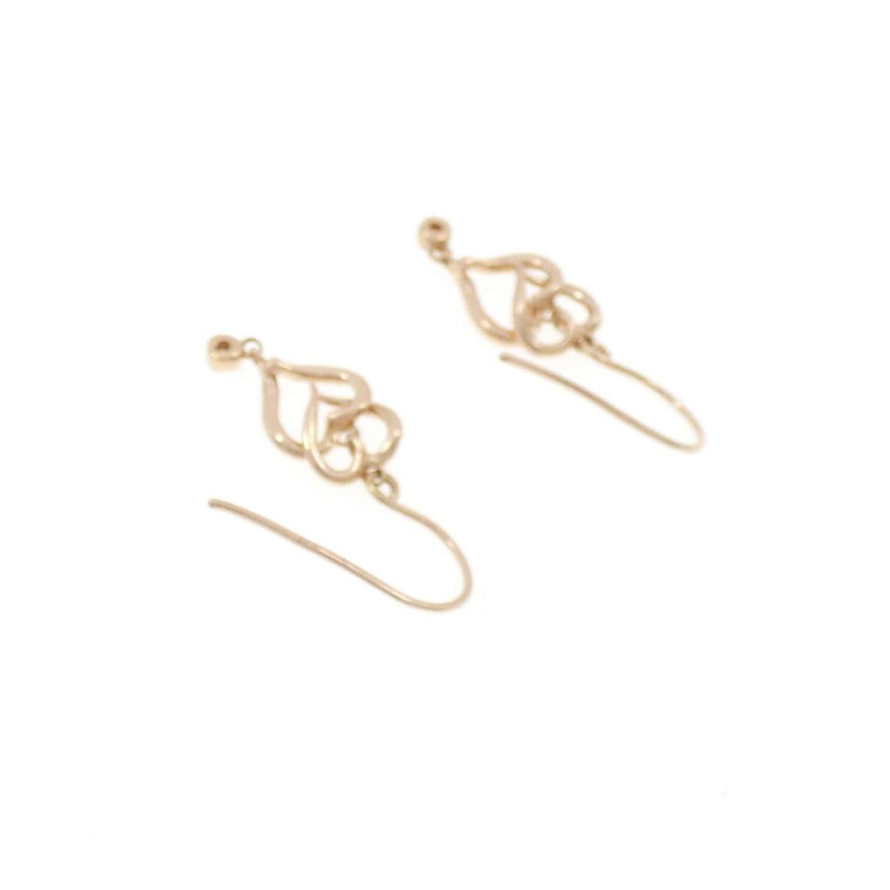 K10PG ハート ダイヤモンド ピアス