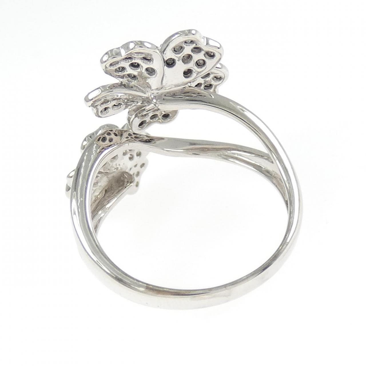 K18WG/K18BG フラワー ダイヤモンド リング 0.75CT