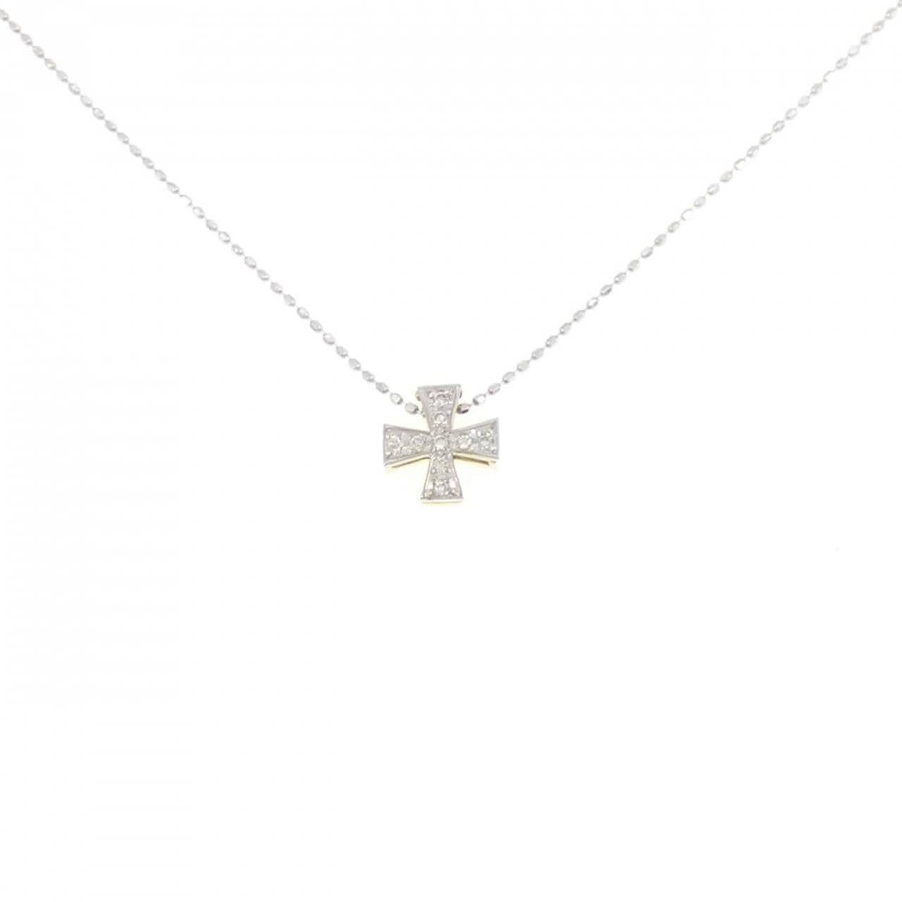 K18WG/K18YG クロス ダイヤモンド ネックレス 0.05CT