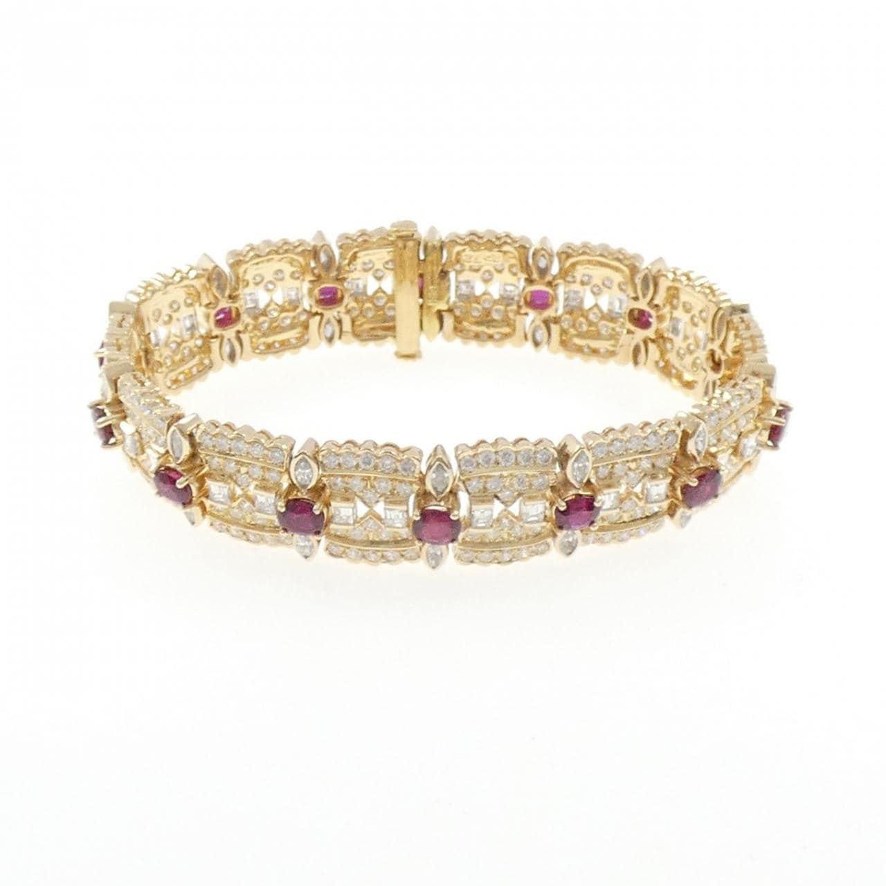 K18YG/K18WG ルビー ブレスレット 5.72CT