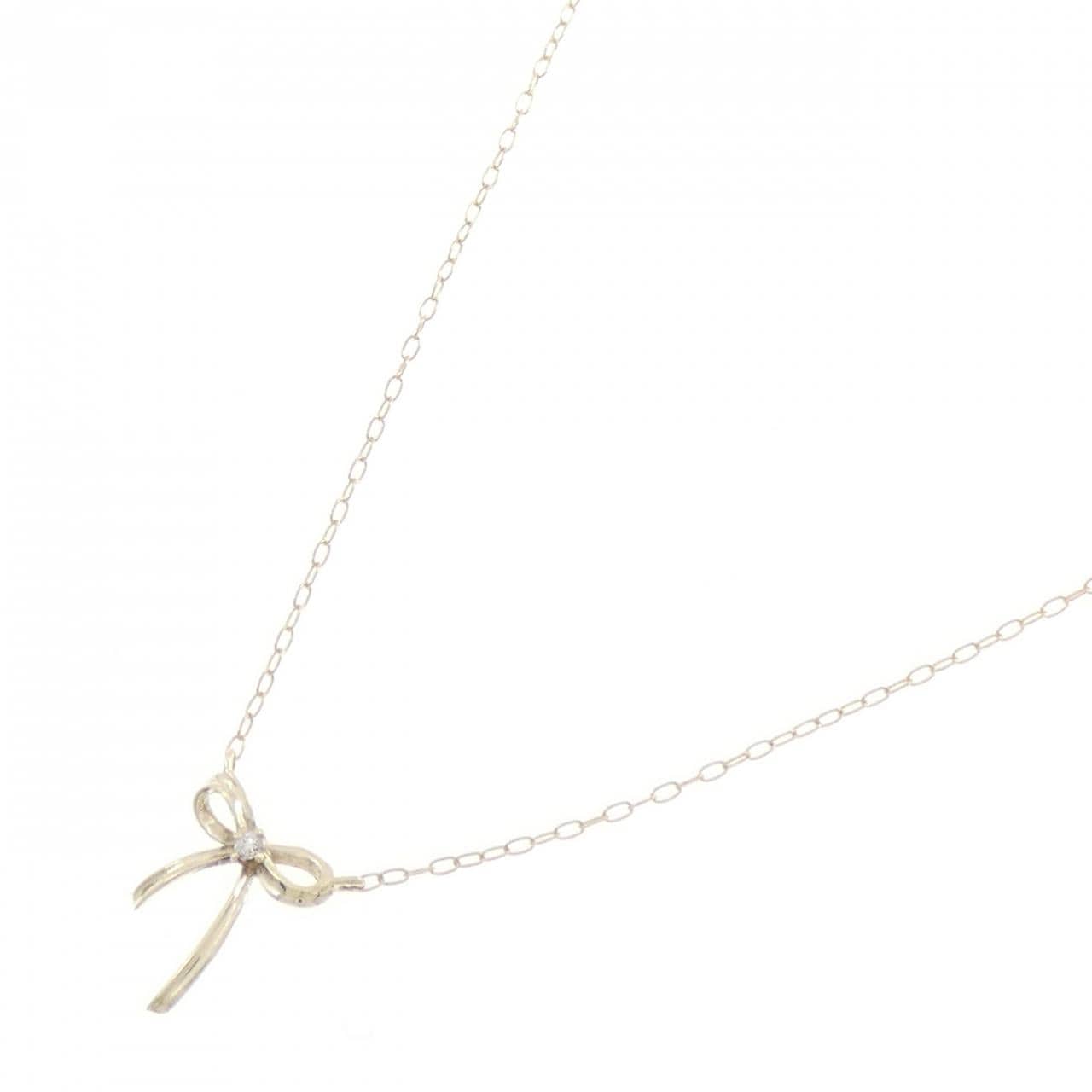 K10YG リボン ダイヤモンド ネックレス 0.01CT