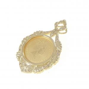 K18YG(枠) ダイヤモンド コイン 0.15CT ペンダント