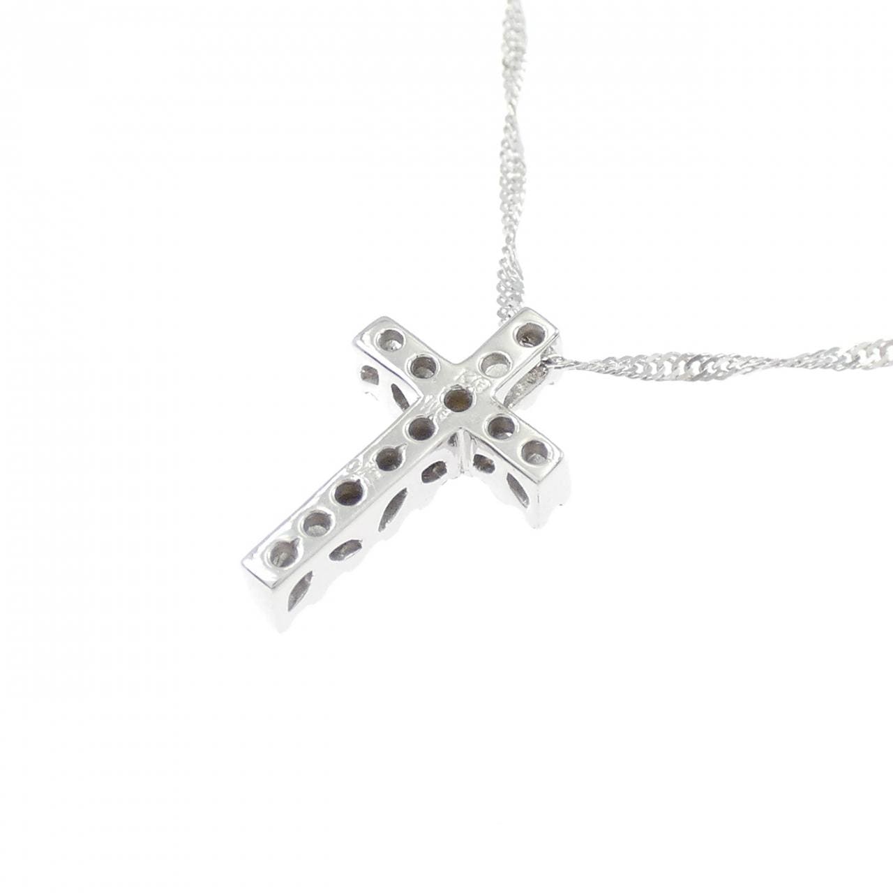 K18WG クロス ダイヤモンド ネックレス 0.12CT
