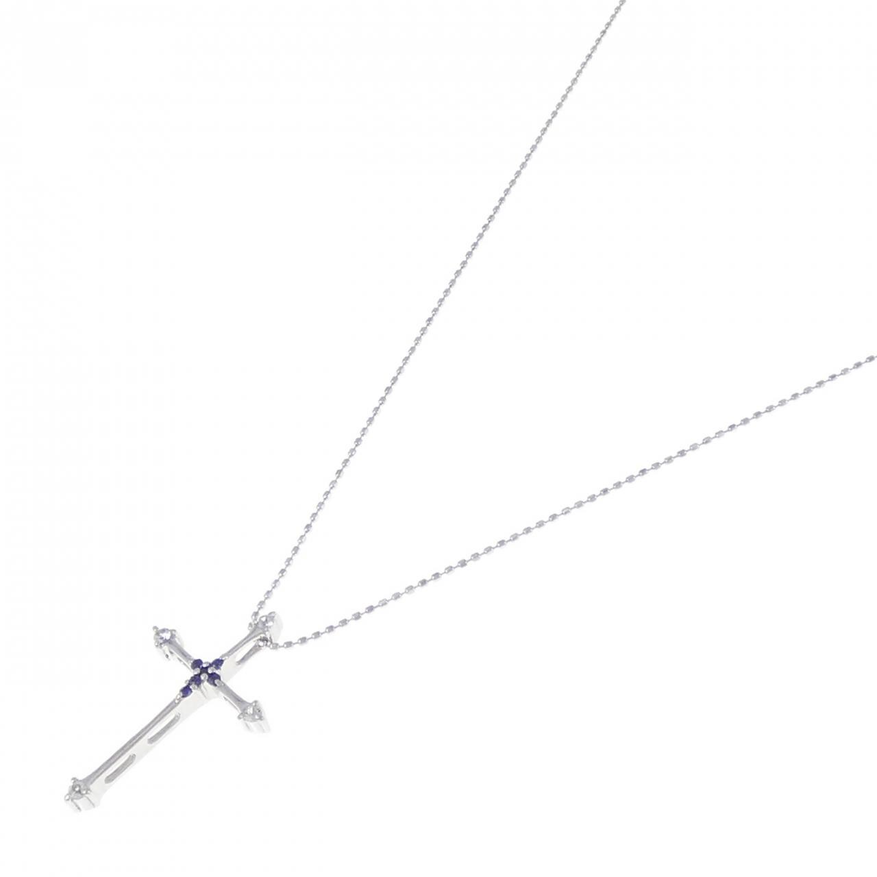 K10WG/K18WG Cross Sapphire Necklace