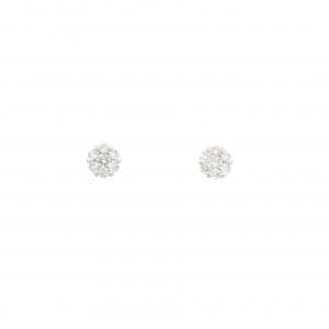 K18WG フラワー ダイヤモンド ピアス 0.22CT