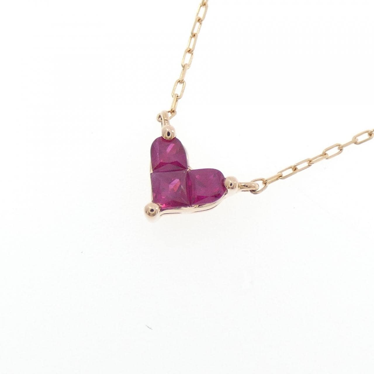 K18PG ハート ルビー ネックレス 0.25CT