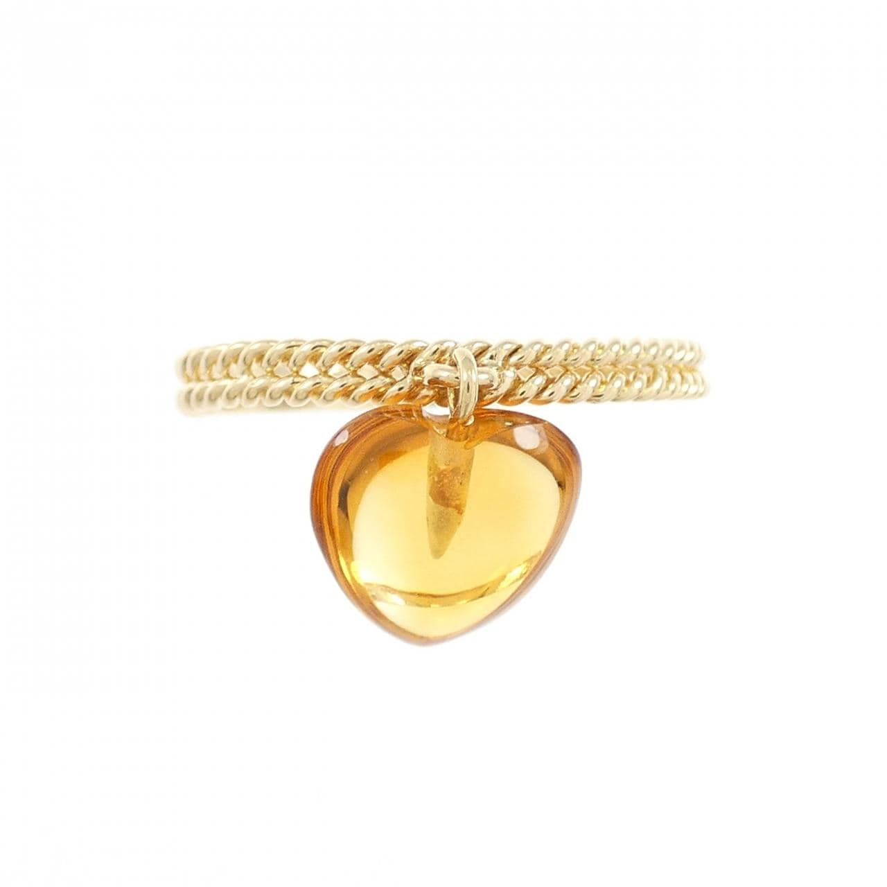 K18YG heart citrine ring