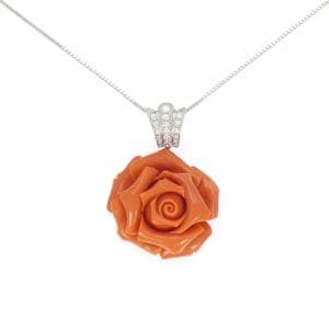 K18WG ローズ サンゴ ネックレス