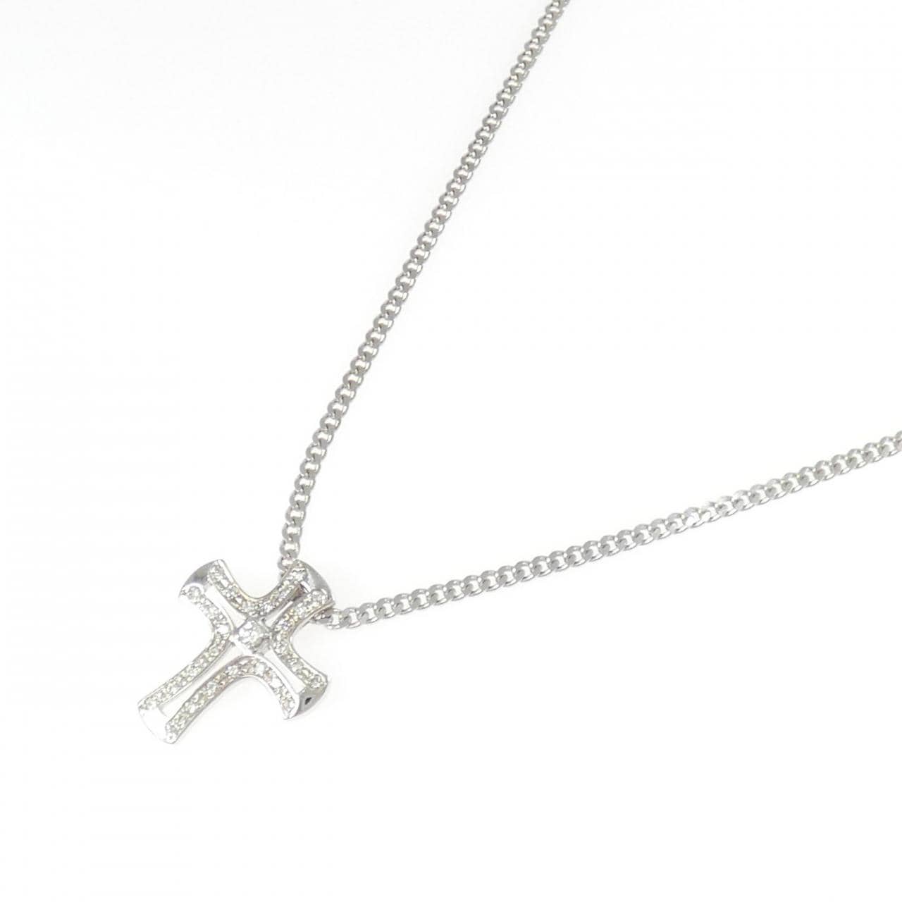 K18WG クロス ダイヤモンド ネックレス 0.30CT