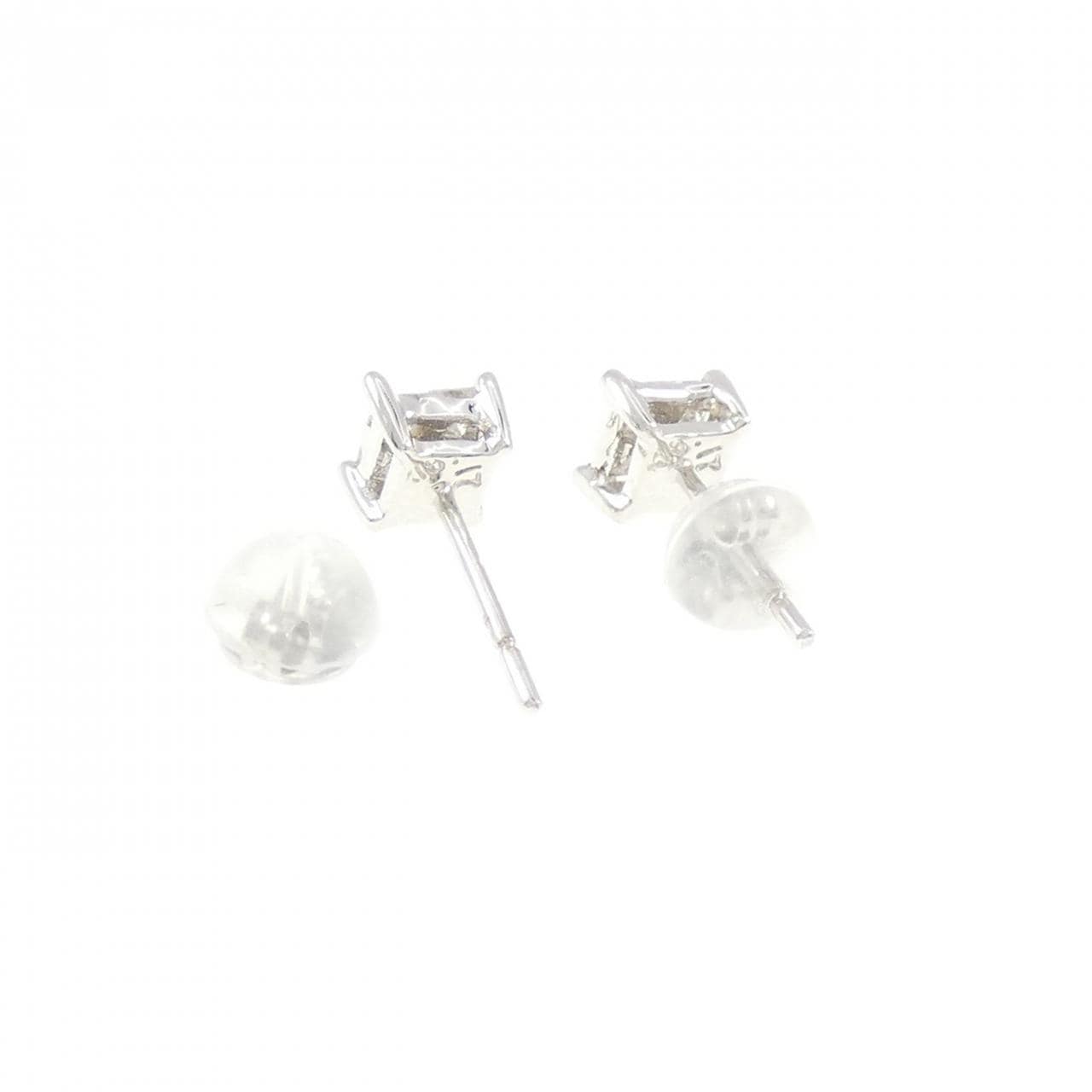 K18WG单钻钻石耳环 0.34CT