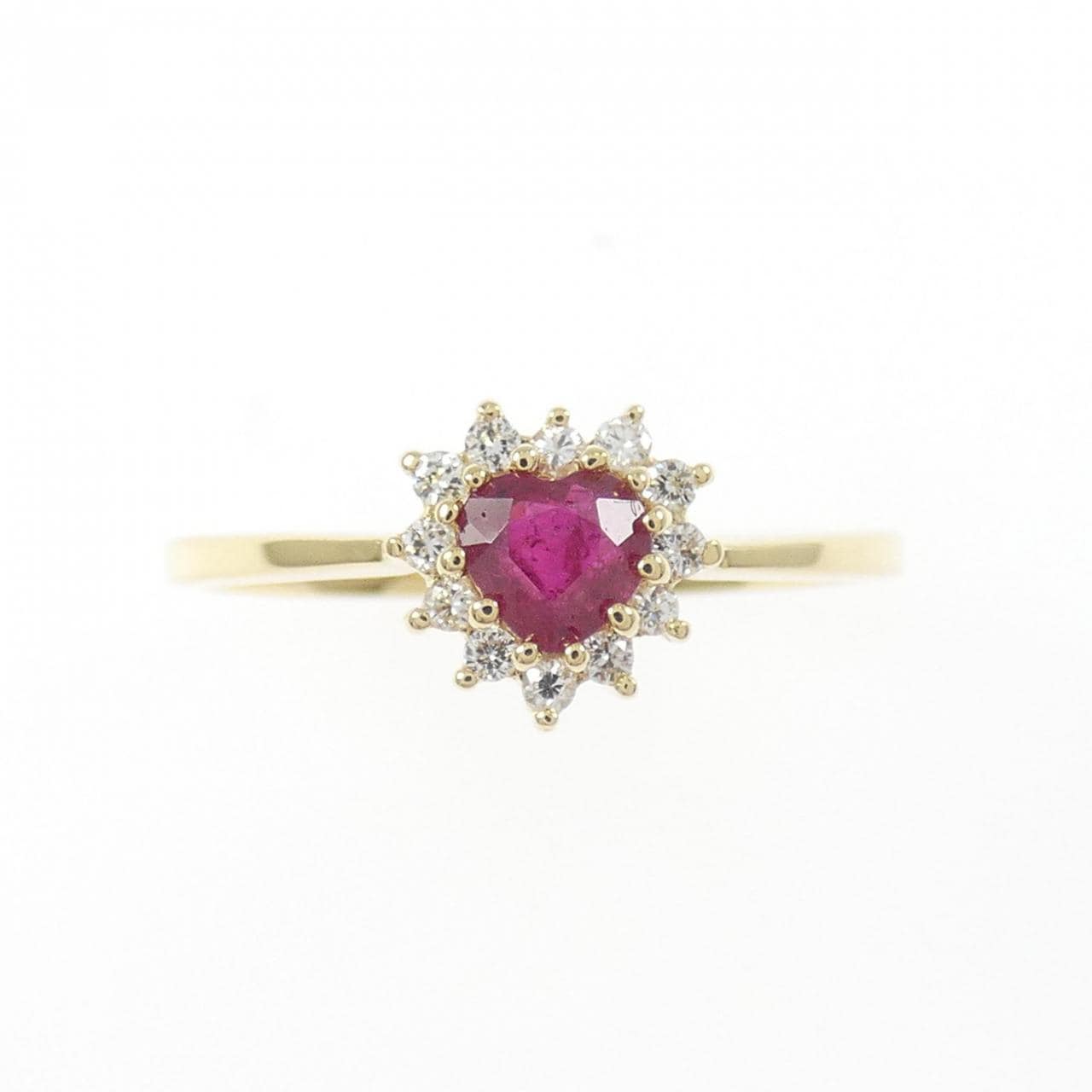 K18YG heart ruby ring