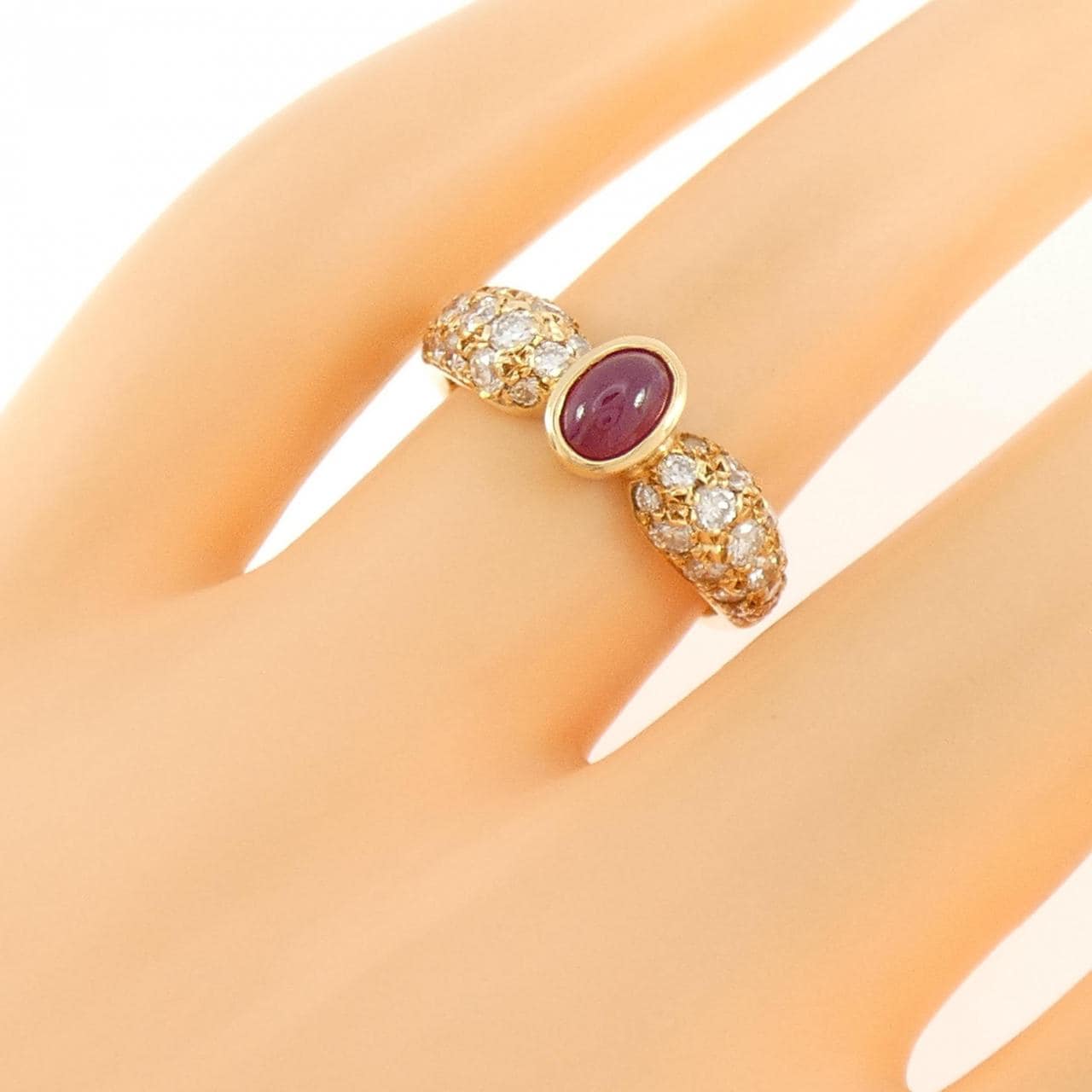 K18YG ルビー リング 0.63CT