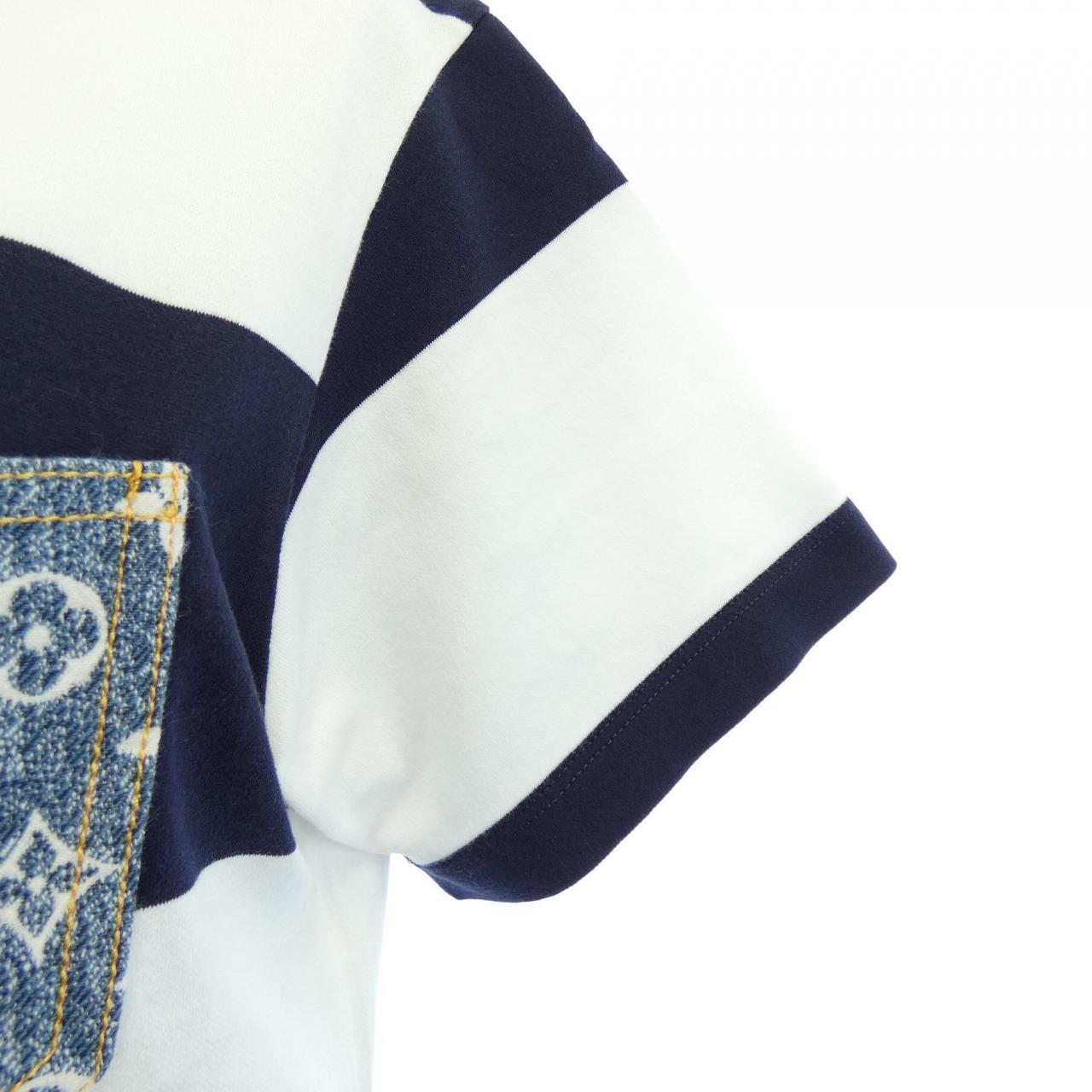 LOUIS VUITTON Striped Monogram Pocket T-Shirt FMTS13LO7