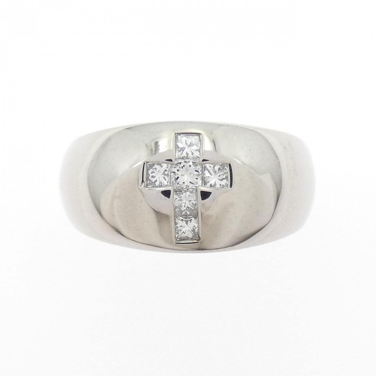 K18WG クロス ダイヤモンド リング 0.30CT