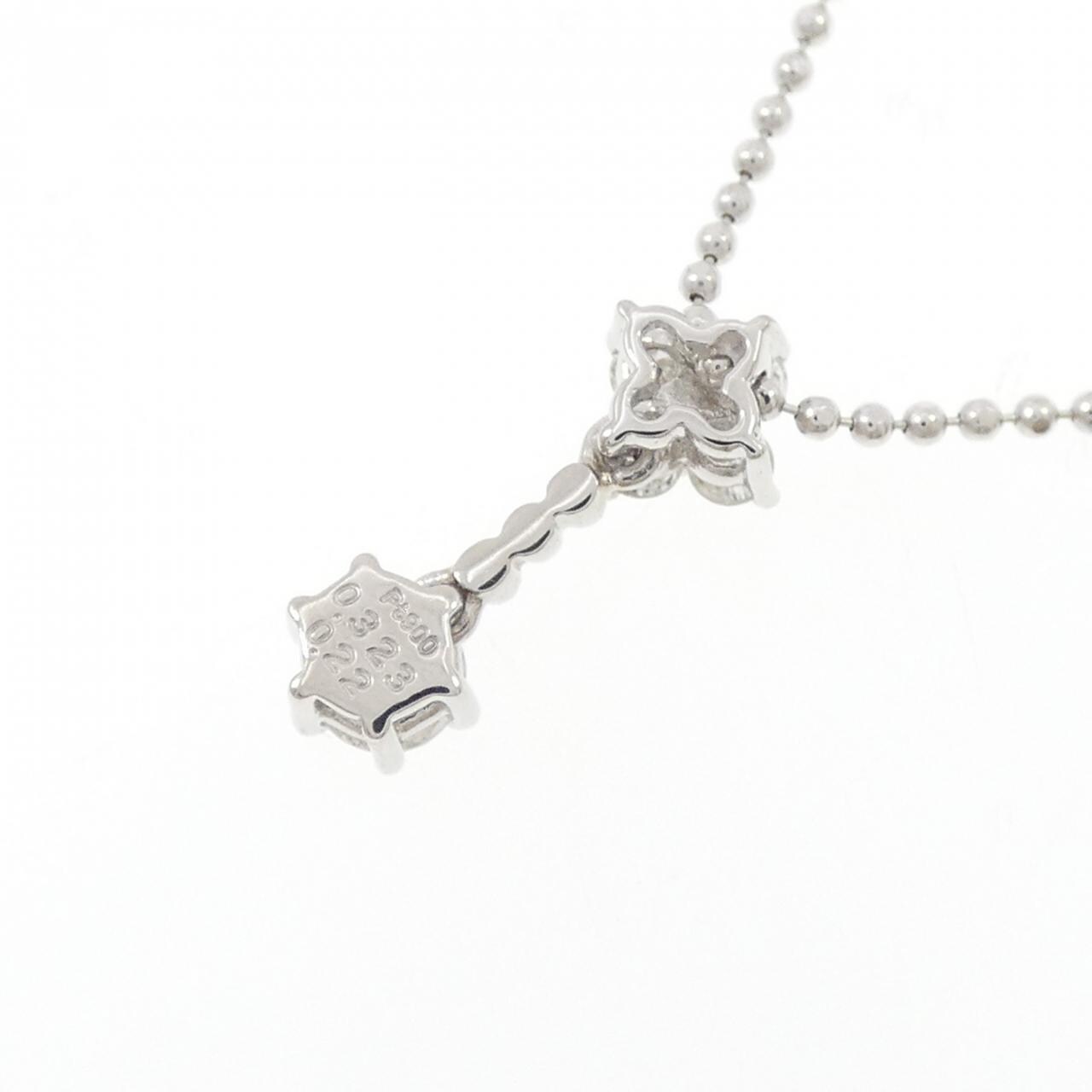 PT900/PT850 フラワー ダイヤモンド ネックレス 0.323CT