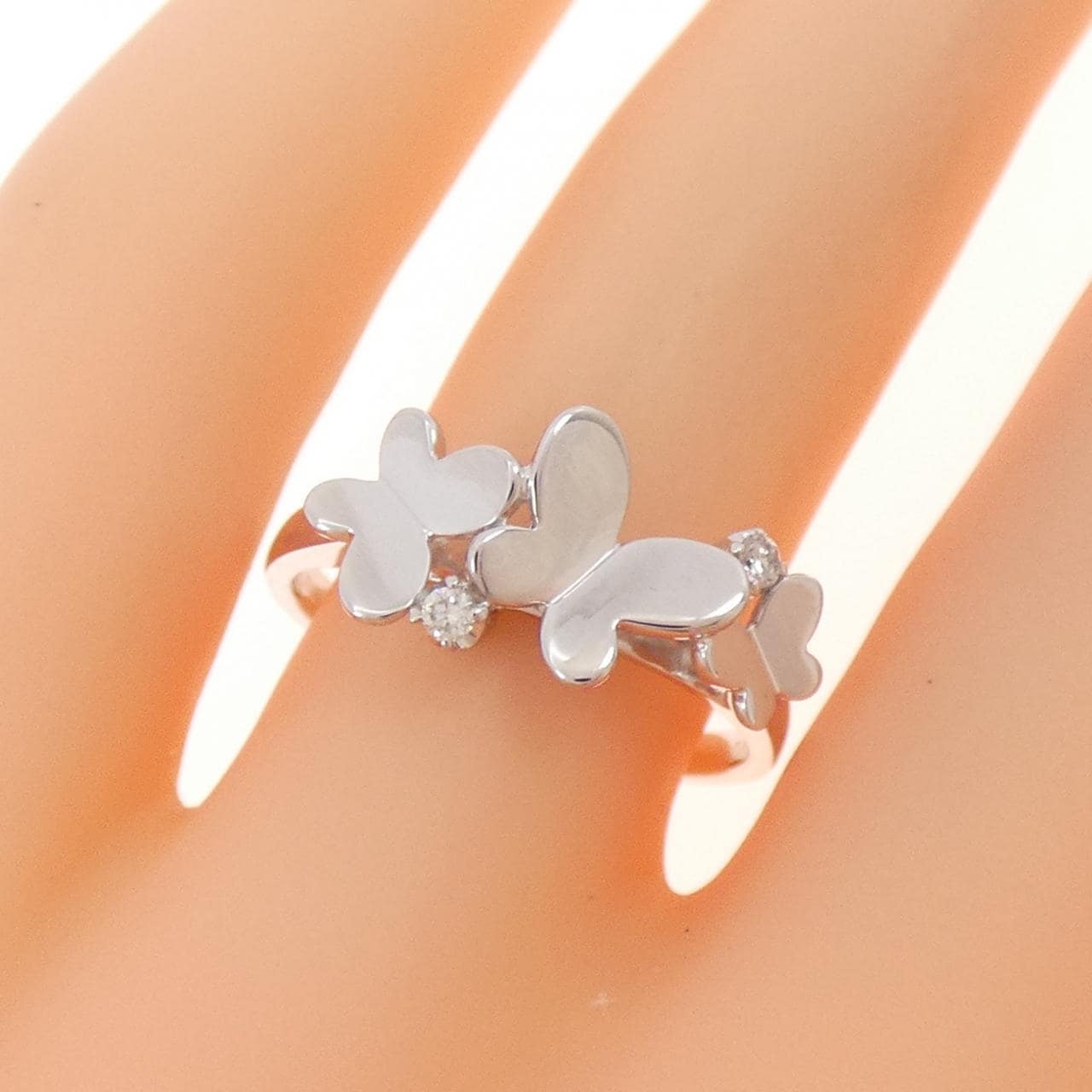 K18WG 蝴蝶钻石戒指 0.03CT