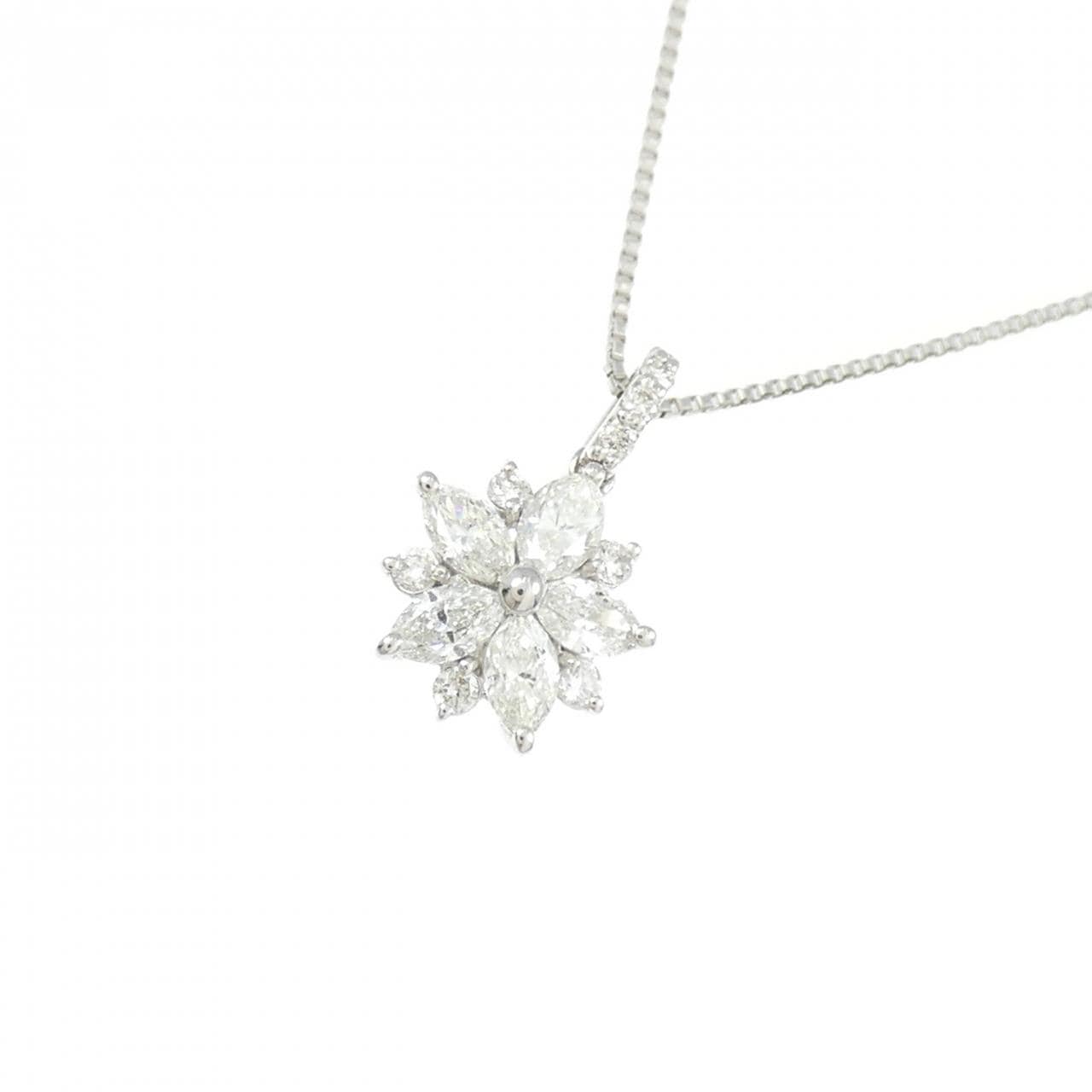 【新品】PT900/PT850 フラワー ダイヤモンド ネックレス 0.30CT