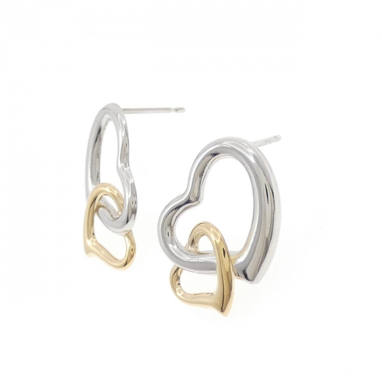 【新品】K18YG/PT900 心形耳环