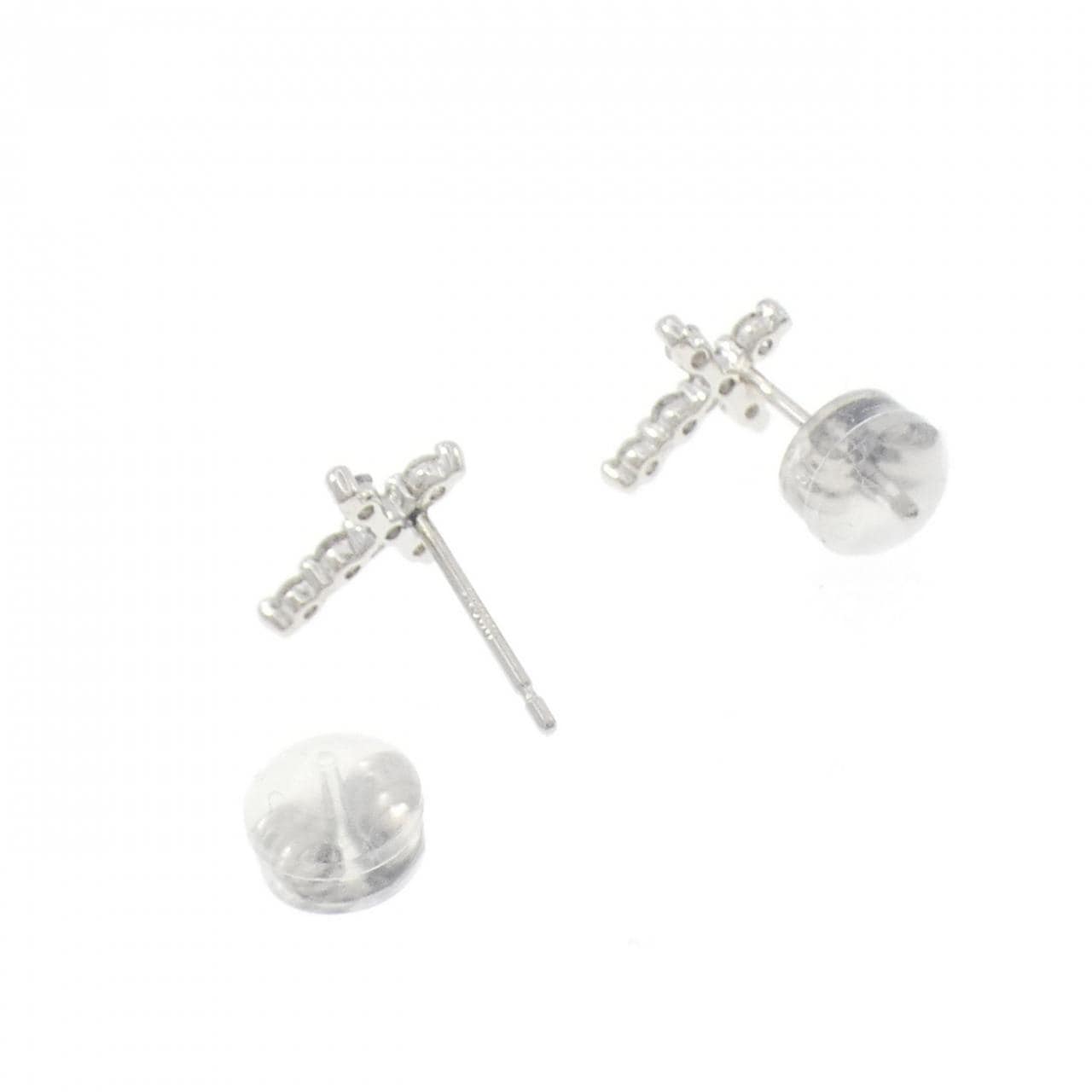 PT900 クロス ダイヤモンド ピアス 0.20CT