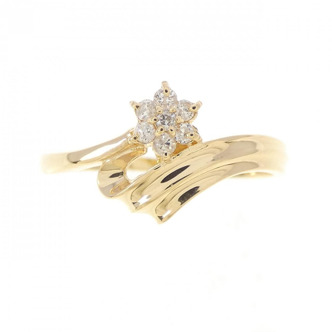 K18YG フラワー ダイヤモンド リング 0.07CT