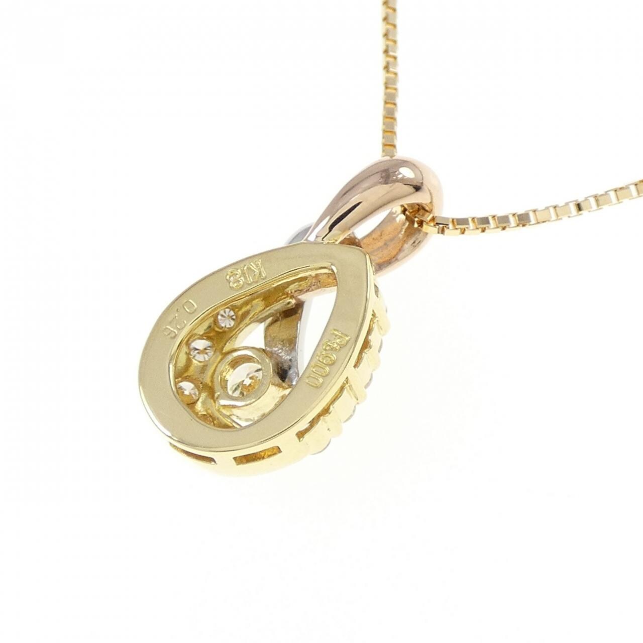 K18YG/PT900/K18PG ダイヤモンド ネックレス 0.26CT