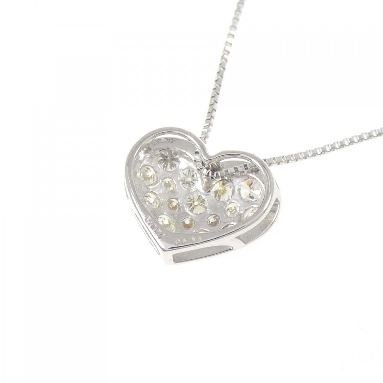 K18WG ハート パヴェ ダイヤモンド ネックレス 0.30CT