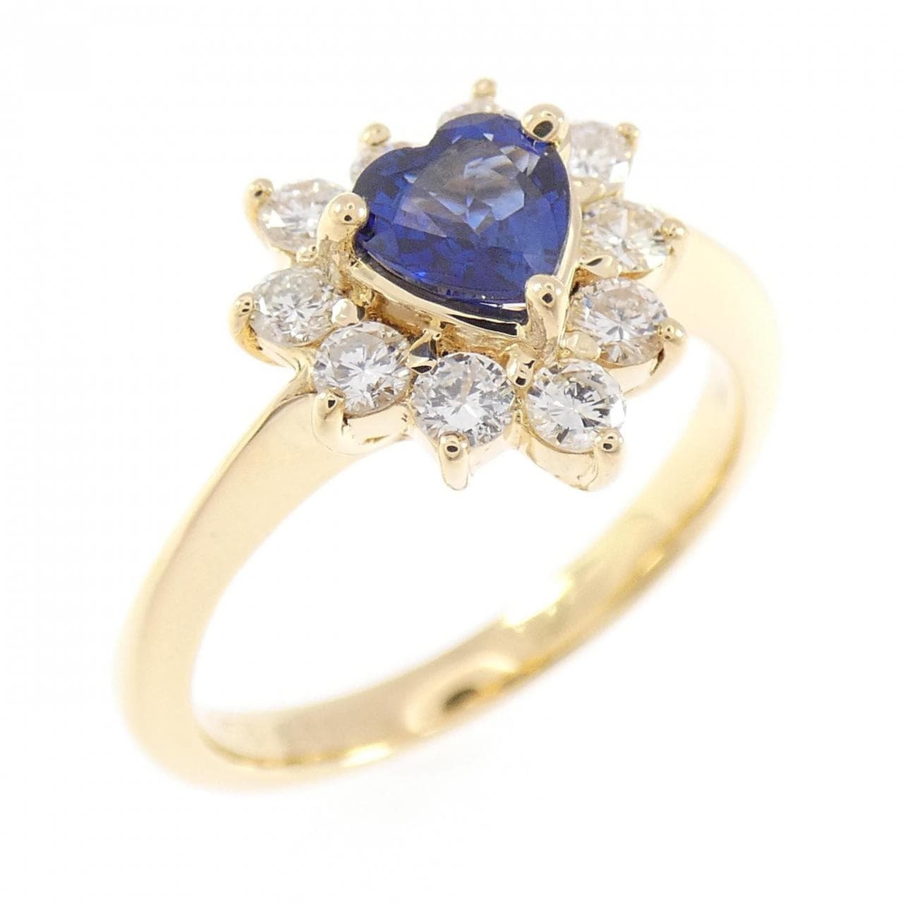 K18YG ハート サファイヤ リング 0.58CT