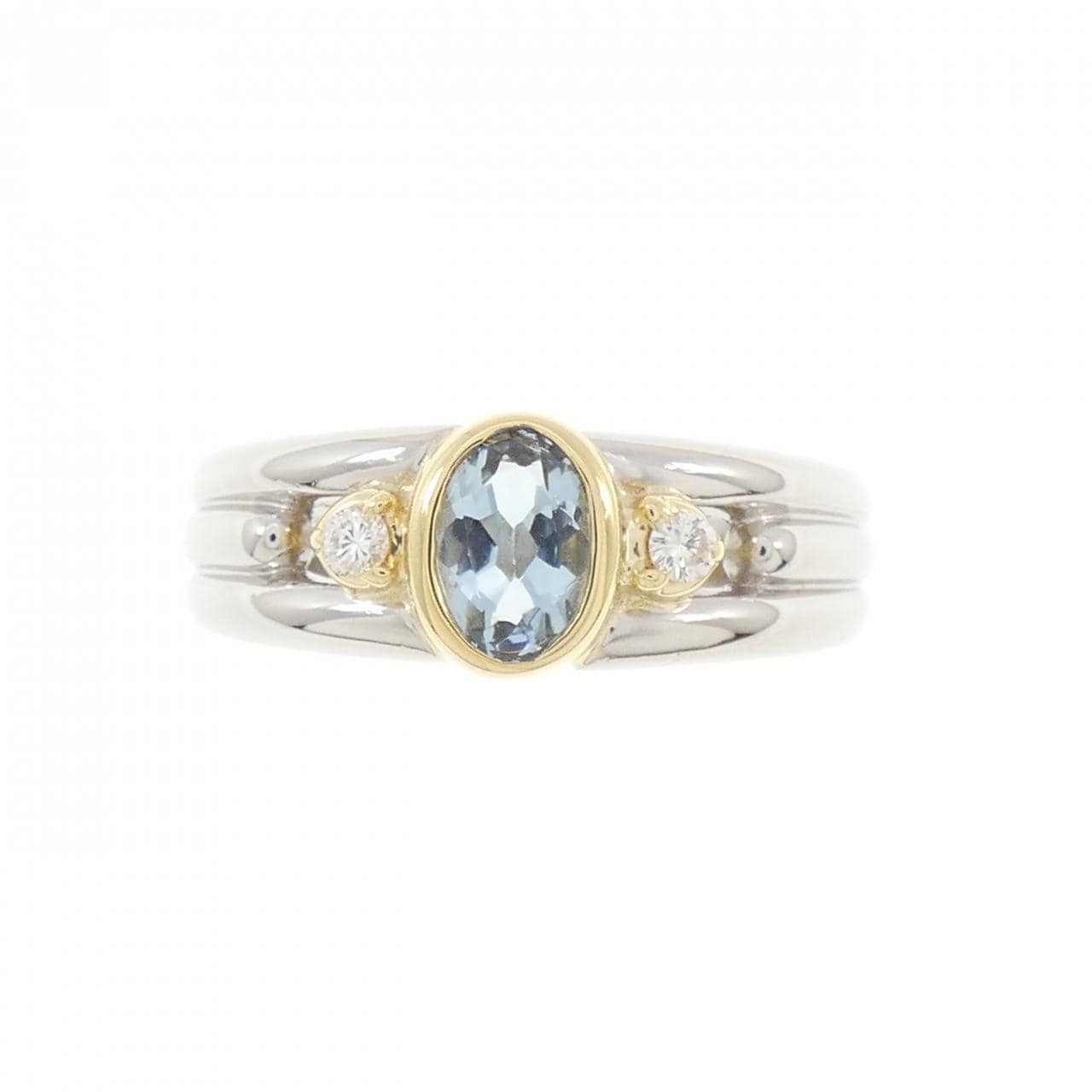 PT900/K18YG アクアマリン リング 0.39CT
