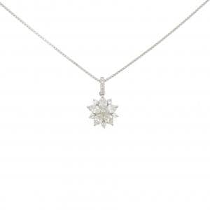 【新品】PT900/PT850 フラワー ダイヤモンド ネックレス 0.30CT