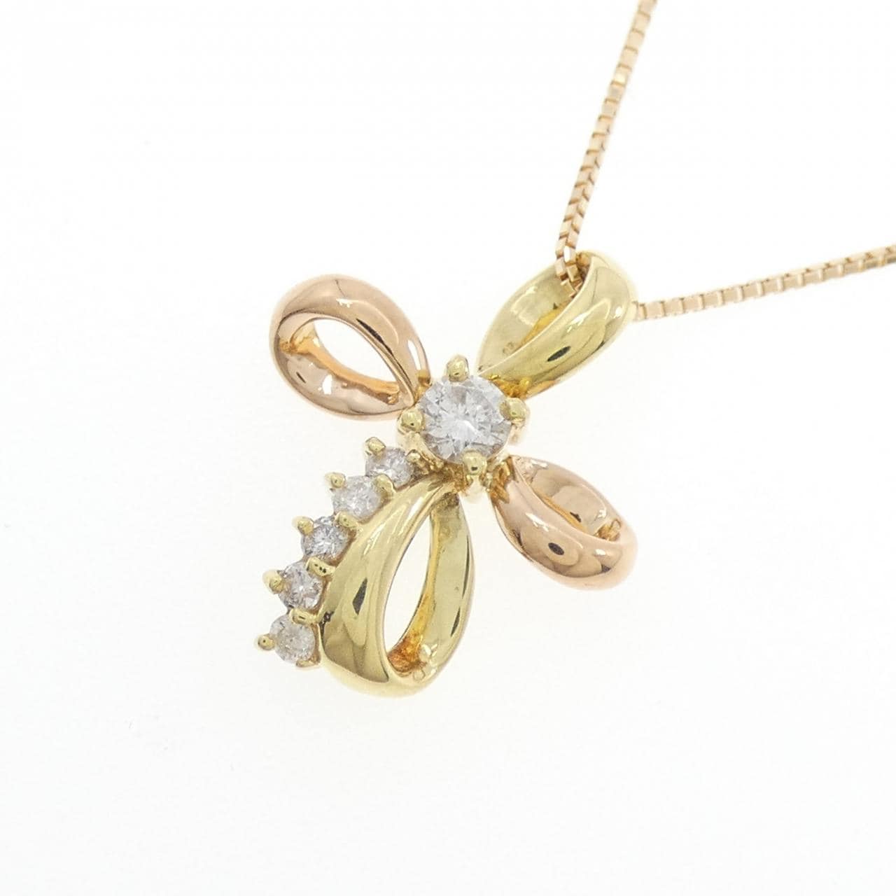 K18YG/K18PG ダイヤモンド ネックレス 0.20CT