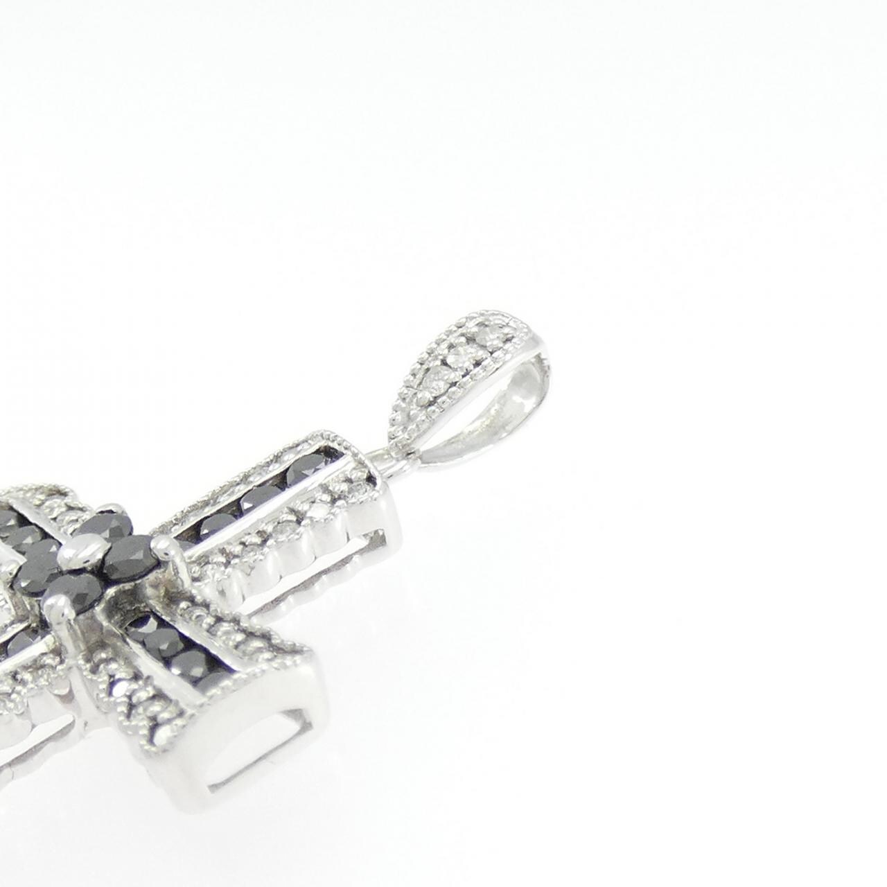 K14WG クロス ダイヤモンド ペンダント 0.94CT