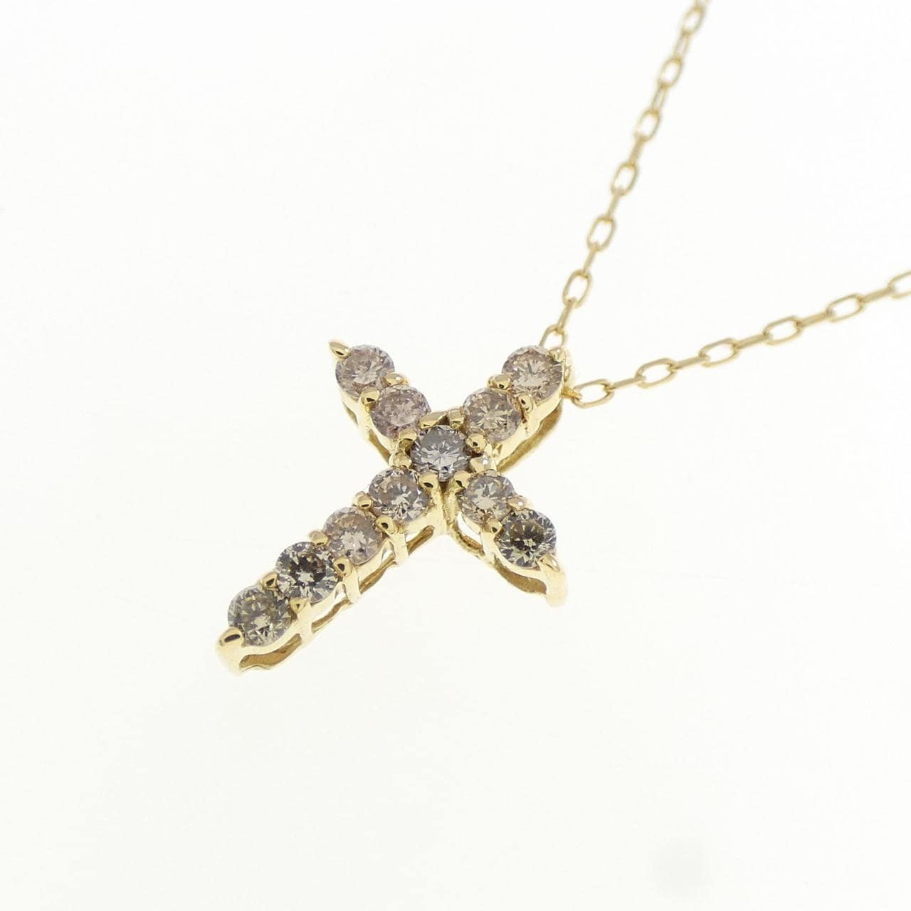 K18YG クロス ダイヤモンド ネックレス 0.10CT